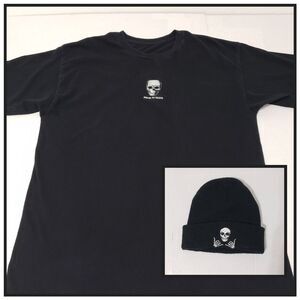 Fresh to Death Skull Graphic T-Shirt & Beanie Bundle Black Large Goth Streetwear